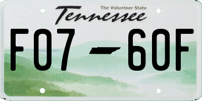 TN license plate F0760F