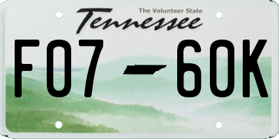 TN license plate F0760K