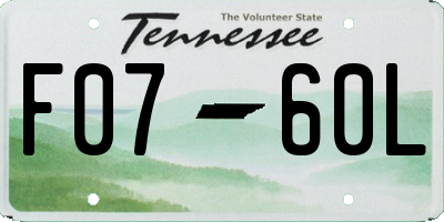 TN license plate F0760L