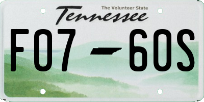 TN license plate F0760S