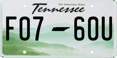 TN license plate F0760U