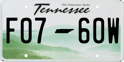 TN license plate F0760W
