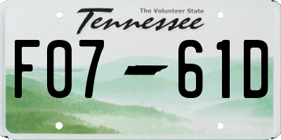 TN license plate F0761D