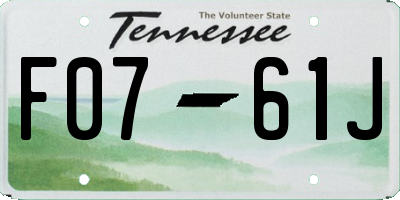 TN license plate F0761J
