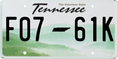 TN license plate F0761K