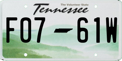 TN license plate F0761W