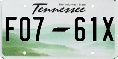 TN license plate F0761X