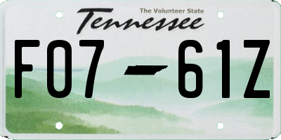 TN license plate F0761Z