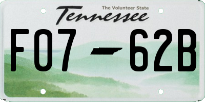 TN license plate F0762B
