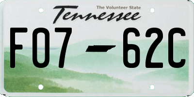 TN license plate F0762C