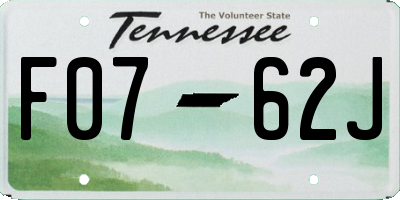 TN license plate F0762J