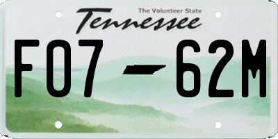 TN license plate F0762M