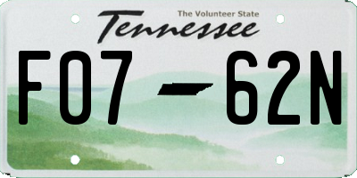TN license plate F0762N