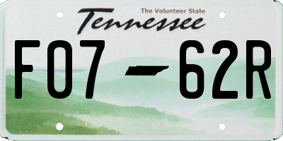 TN license plate F0762R