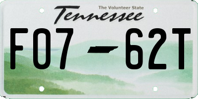 TN license plate F0762T