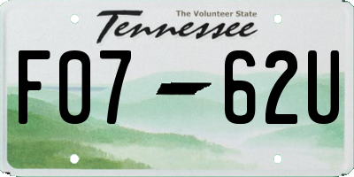 TN license plate F0762U