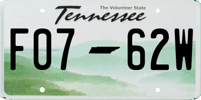 TN license plate F0762W
