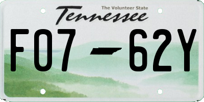 TN license plate F0762Y