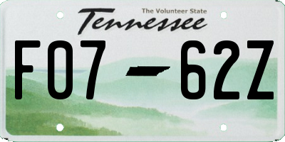 TN license plate F0762Z