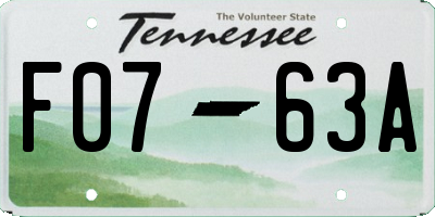TN license plate F0763A