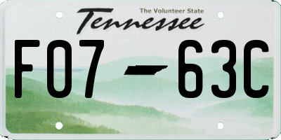 TN license plate F0763C