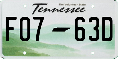 TN license plate F0763D