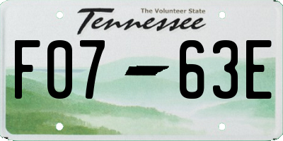 TN license plate F0763E