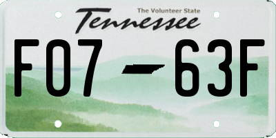 TN license plate F0763F
