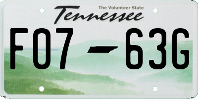 TN license plate F0763G