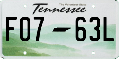 TN license plate F0763L