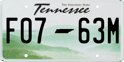 TN license plate F0763M