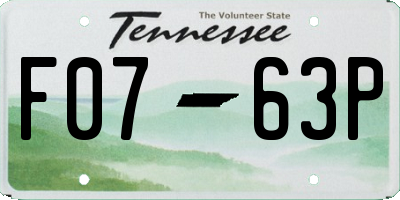 TN license plate F0763P