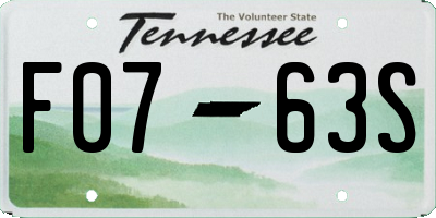 TN license plate F0763S