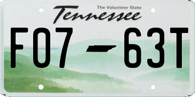 TN license plate F0763T