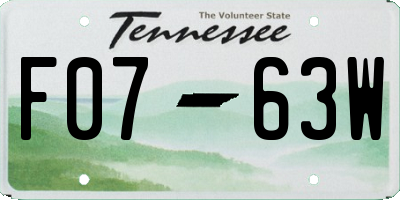 TN license plate F0763W