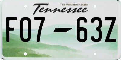 TN license plate F0763Z