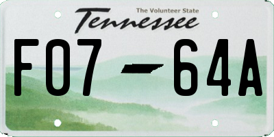 TN license plate F0764A