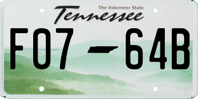 TN license plate F0764B