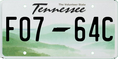 TN license plate F0764C
