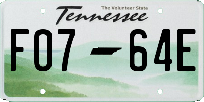 TN license plate F0764E