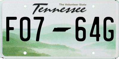 TN license plate F0764G