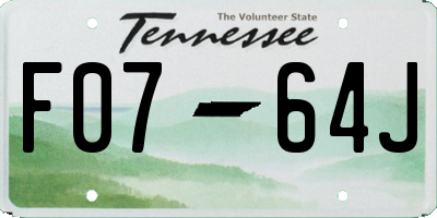 TN license plate F0764J
