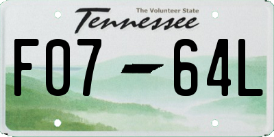 TN license plate F0764L