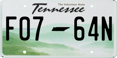 TN license plate F0764N
