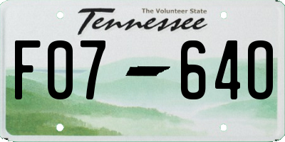 TN license plate F0764O