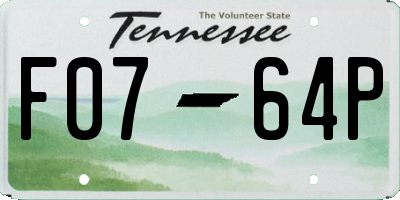 TN license plate F0764P