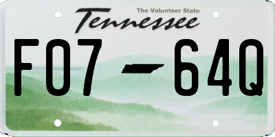 TN license plate F0764Q