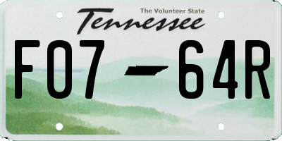 TN license plate F0764R