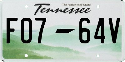 TN license plate F0764V