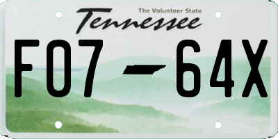 TN license plate F0764X